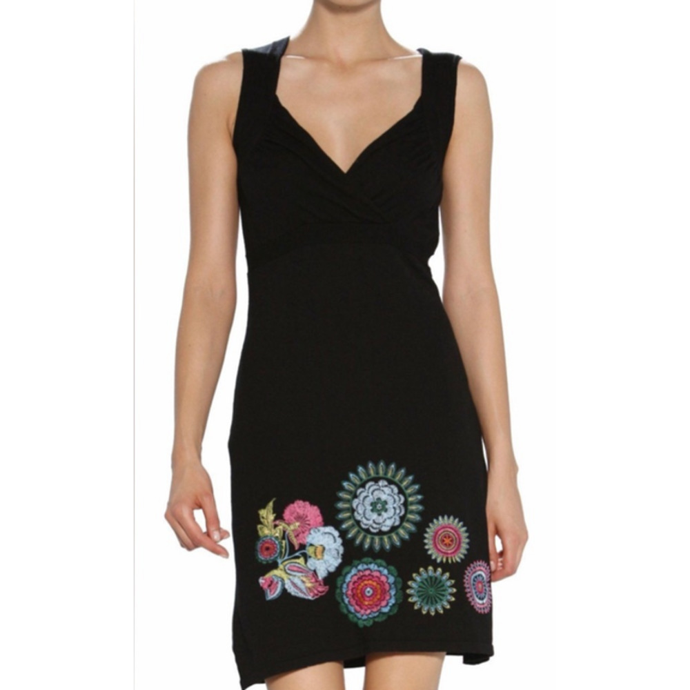 Desigual Angelica Embroidered Knitted Sheath Dress Black